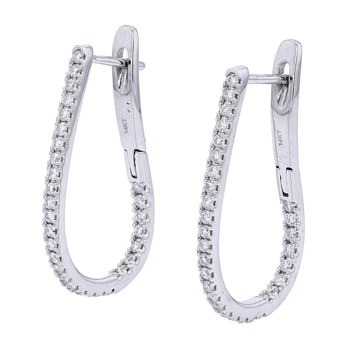 14K Oval Diamond Hoops<p><strong>More Colors Available</p></strong>
