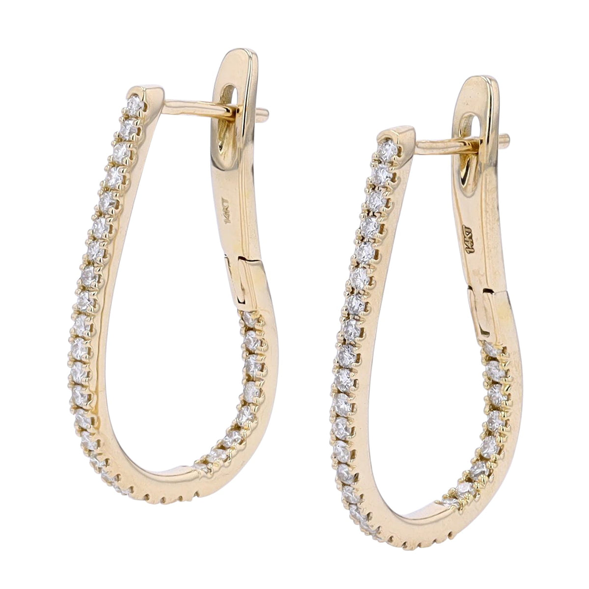 14K Oval Diamond Hoops<p><strong>More Colors Available</p></strong>