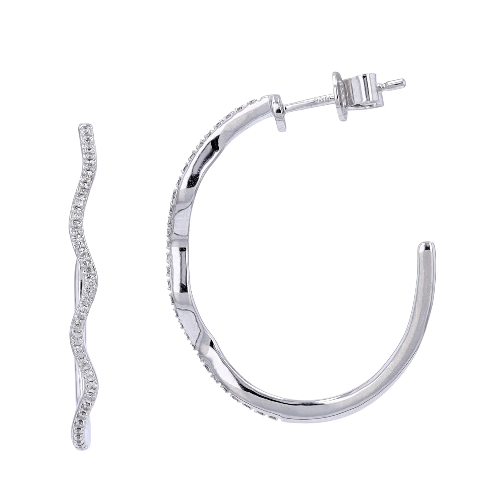 14K  Wave Diamond Hoops<p><strong>More Colors Available</p></strong>
