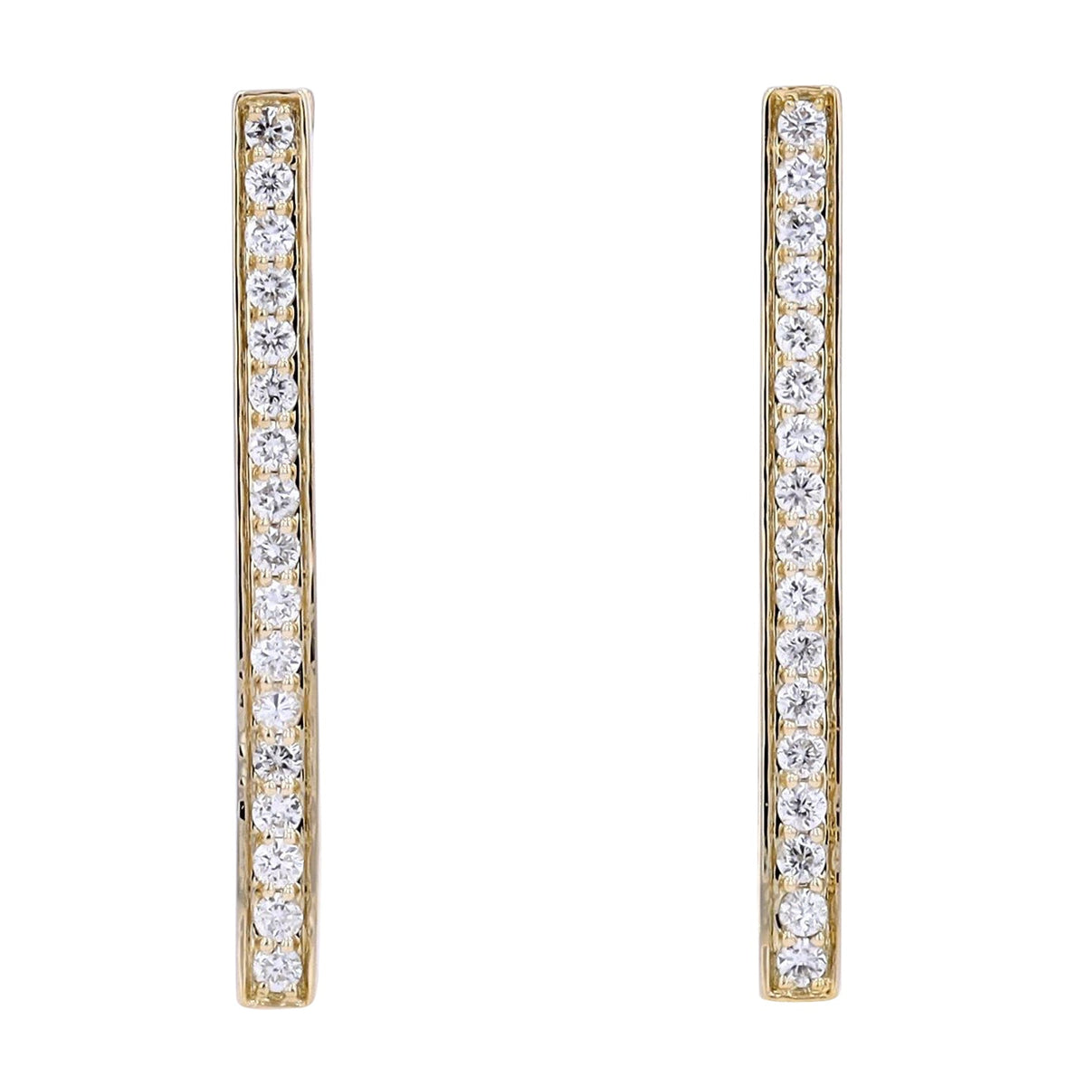 14K YG .52 CT Square Diamond Hoops