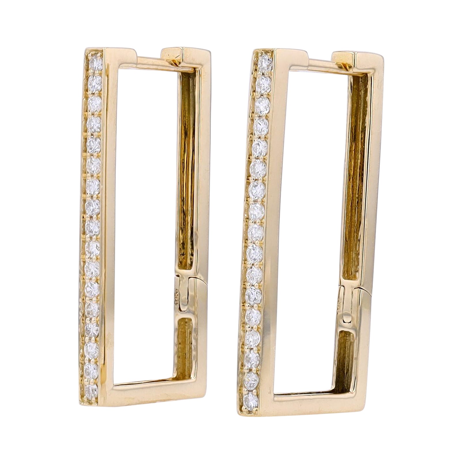 14K YG .52 CT Square Diamond Hoops