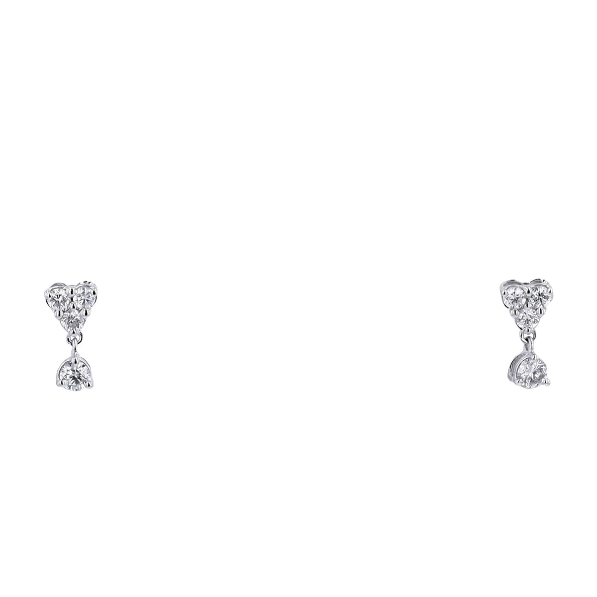 14K WG Heart Diamond Dangle Earrings