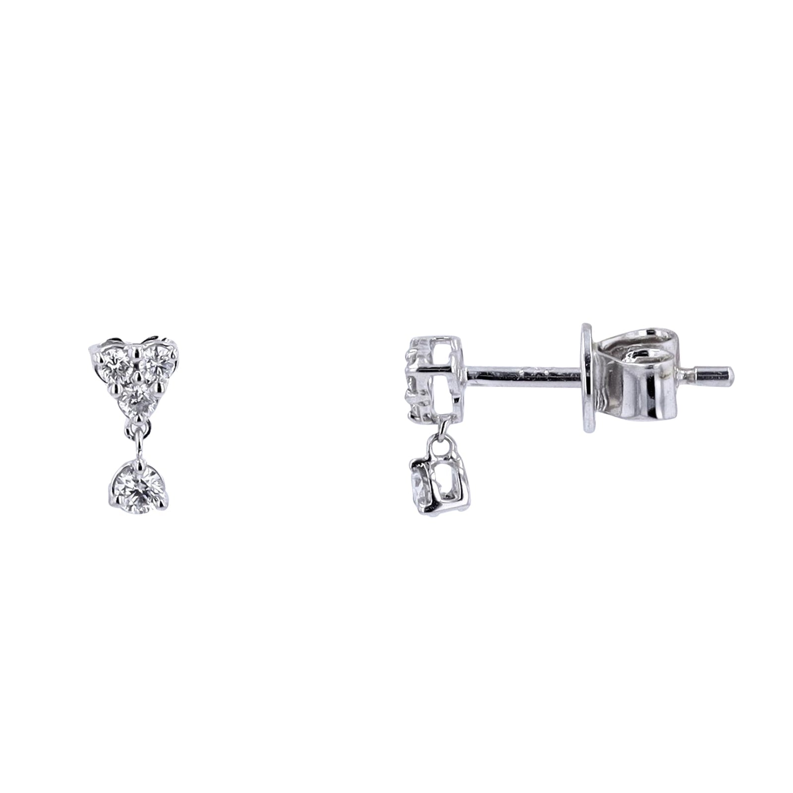 14K WG Heart Diamond Dangle Earrings