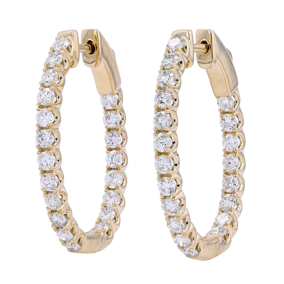 14K 2.00 Diamond Inside-Out Hoops<p><strong>More Colors Available</p></strong>