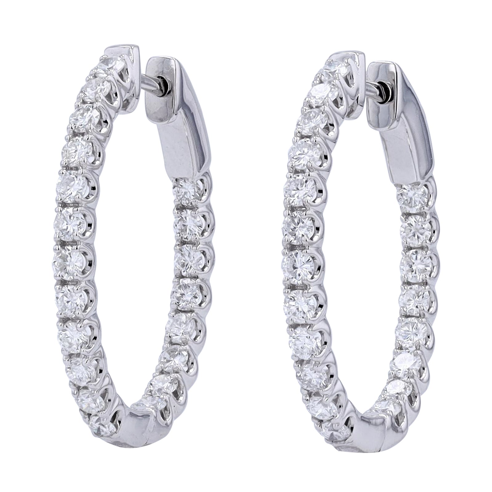 14K 2.00 Diamond Inside-Out Hoops<p><strong>More Colors Available</p></strong>