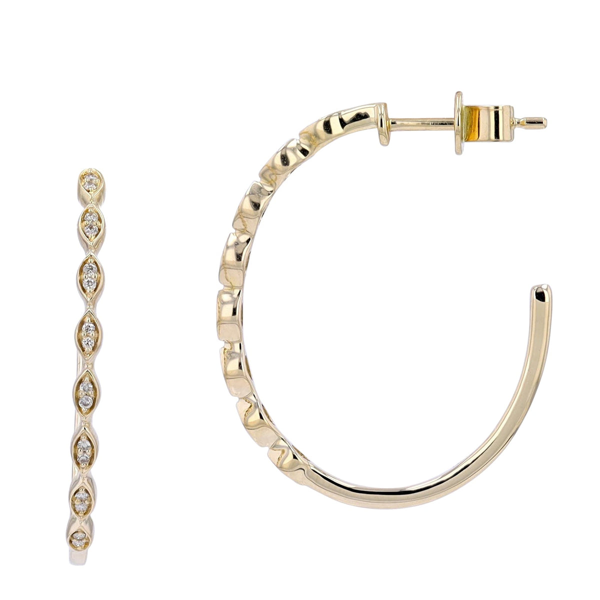 14K Diamond Scalloped Hoops<p><strong>More Colors Available</p></strong>