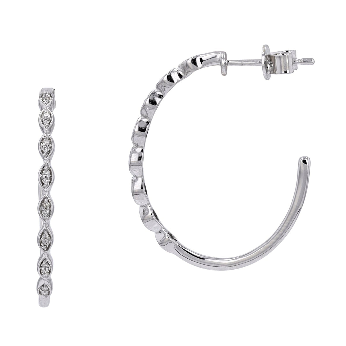 14K Diamond Scalloped Hoops<p><strong>More Colors Available</p></strong>