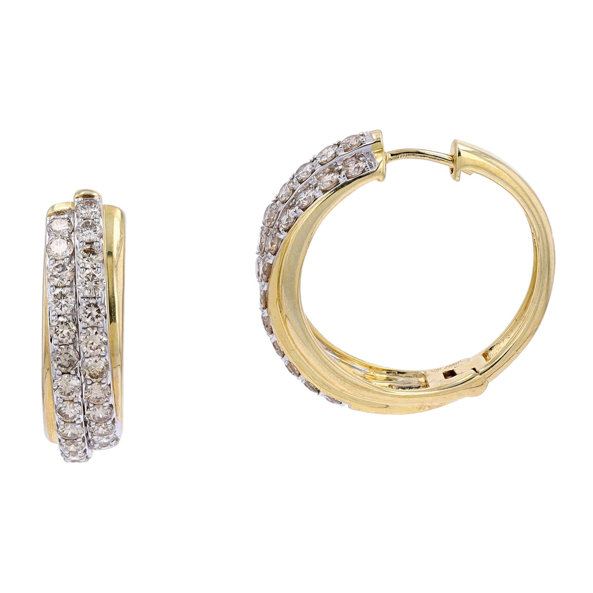 10K YG 2 CT Diamond Hoops