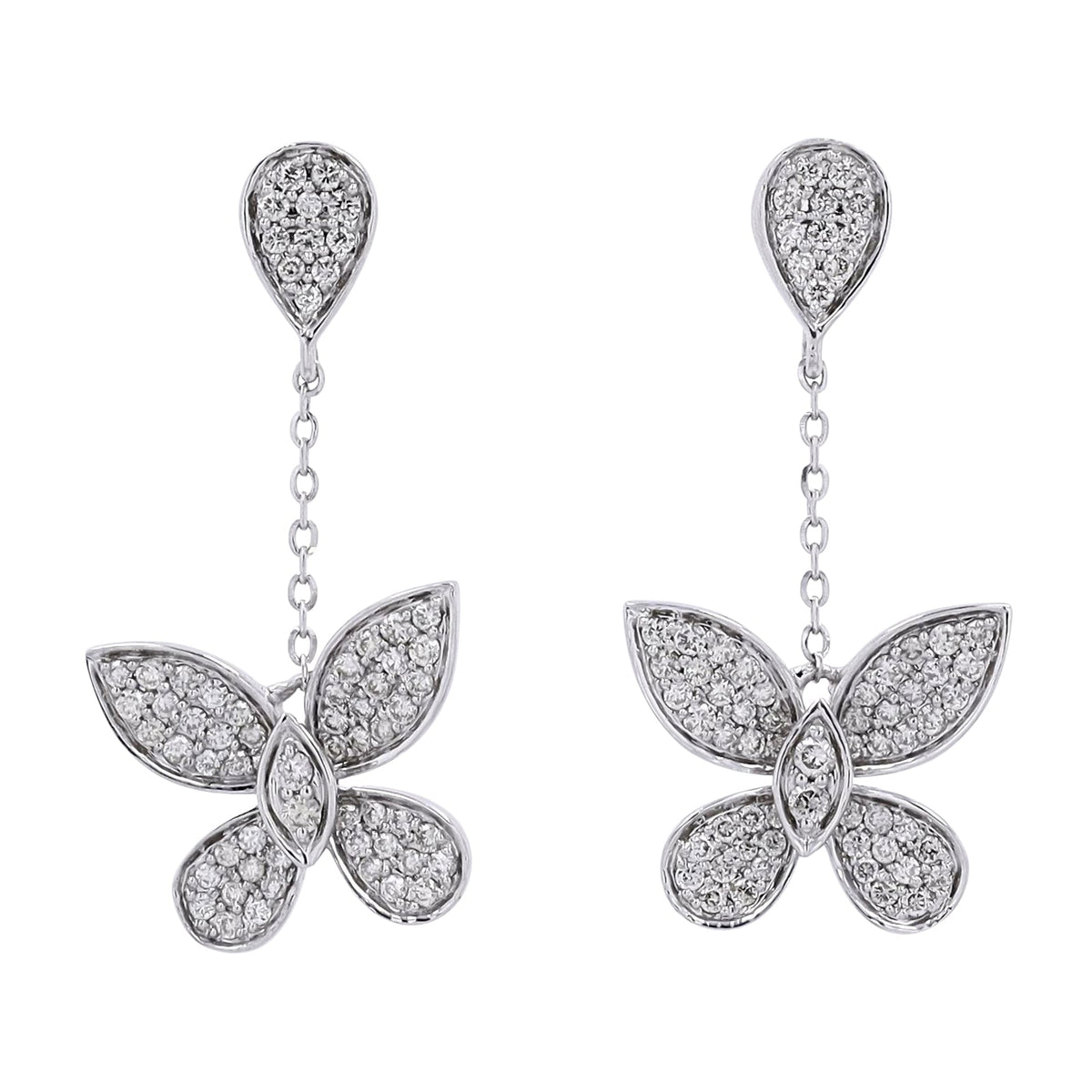 14K WG Diamond Butterfly Earrings