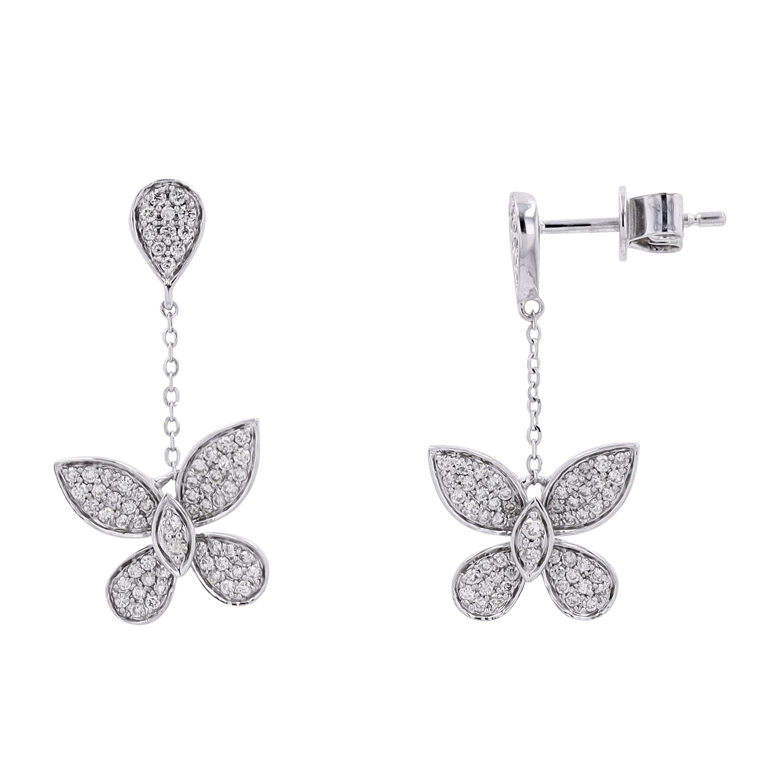 14K WG Diamond Butterfly Earrings