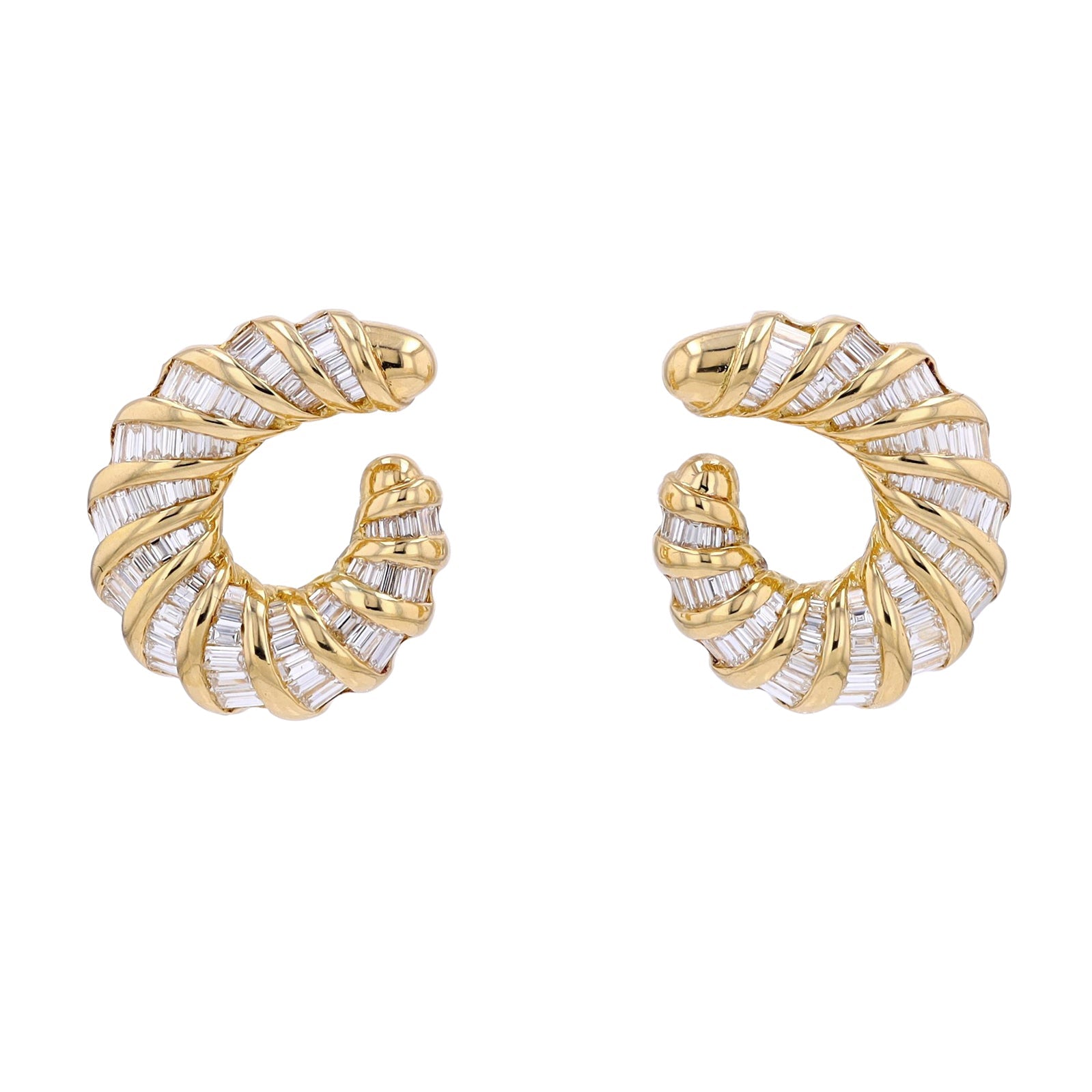 18K YG 6.44 CT Diamond Front Facing Hoops