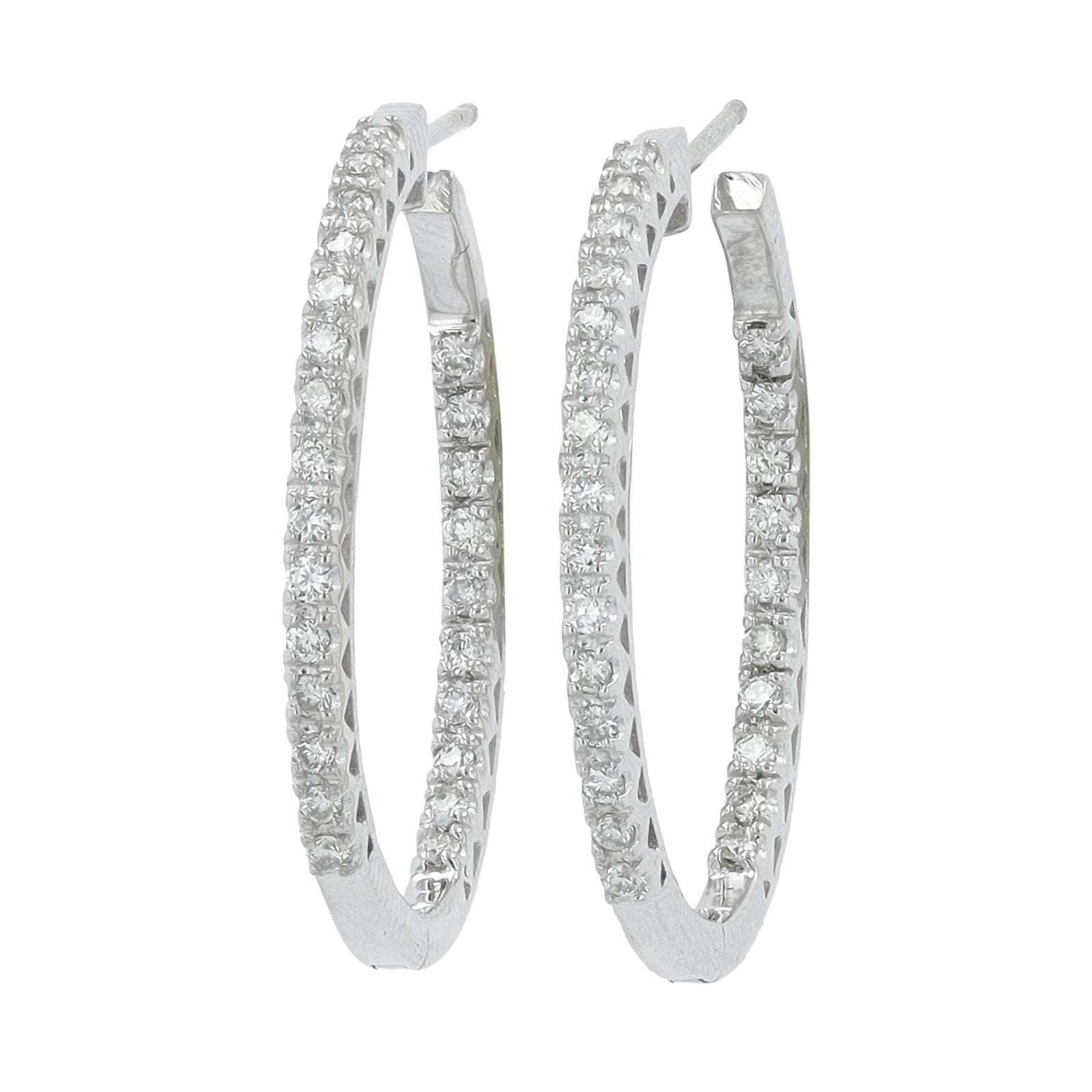 14K WG 1/2 CT Diamond Inside-Out Hoops
