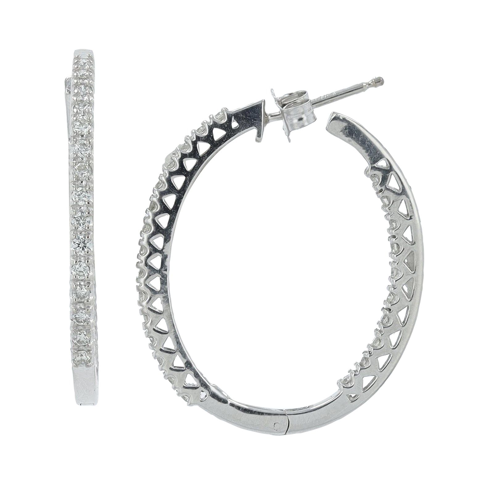 14K WG 1/2 CT Diamond Inside-Out Hoops