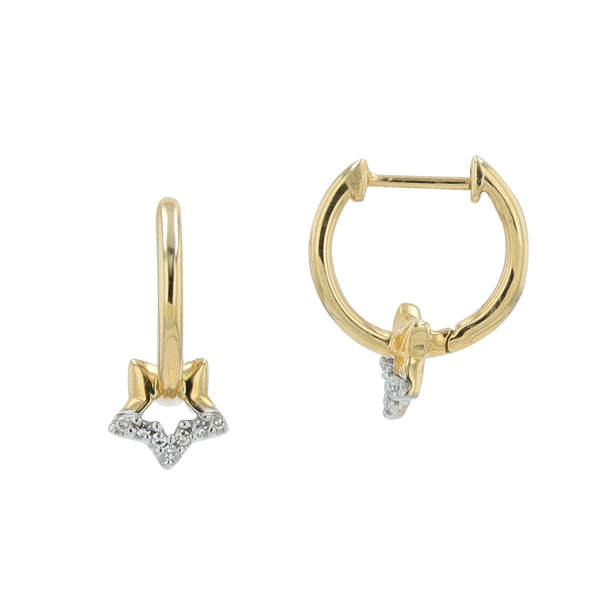 10K YG 0.04 CT Diamond Star Huggies
