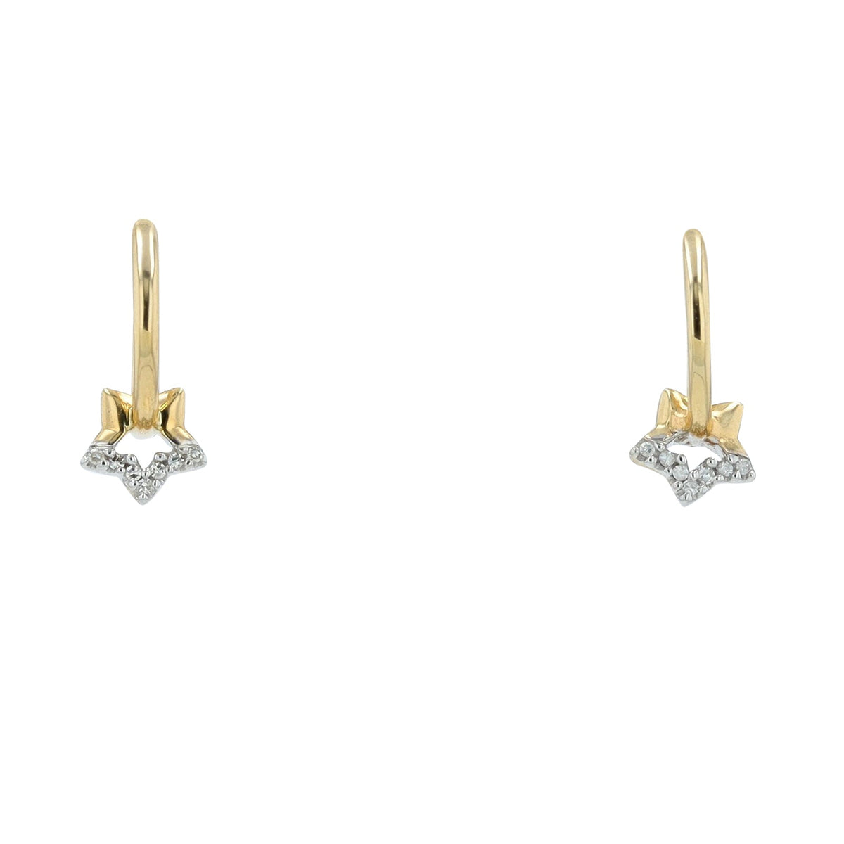 10K YG 0.04 CT Diamond Star Huggies