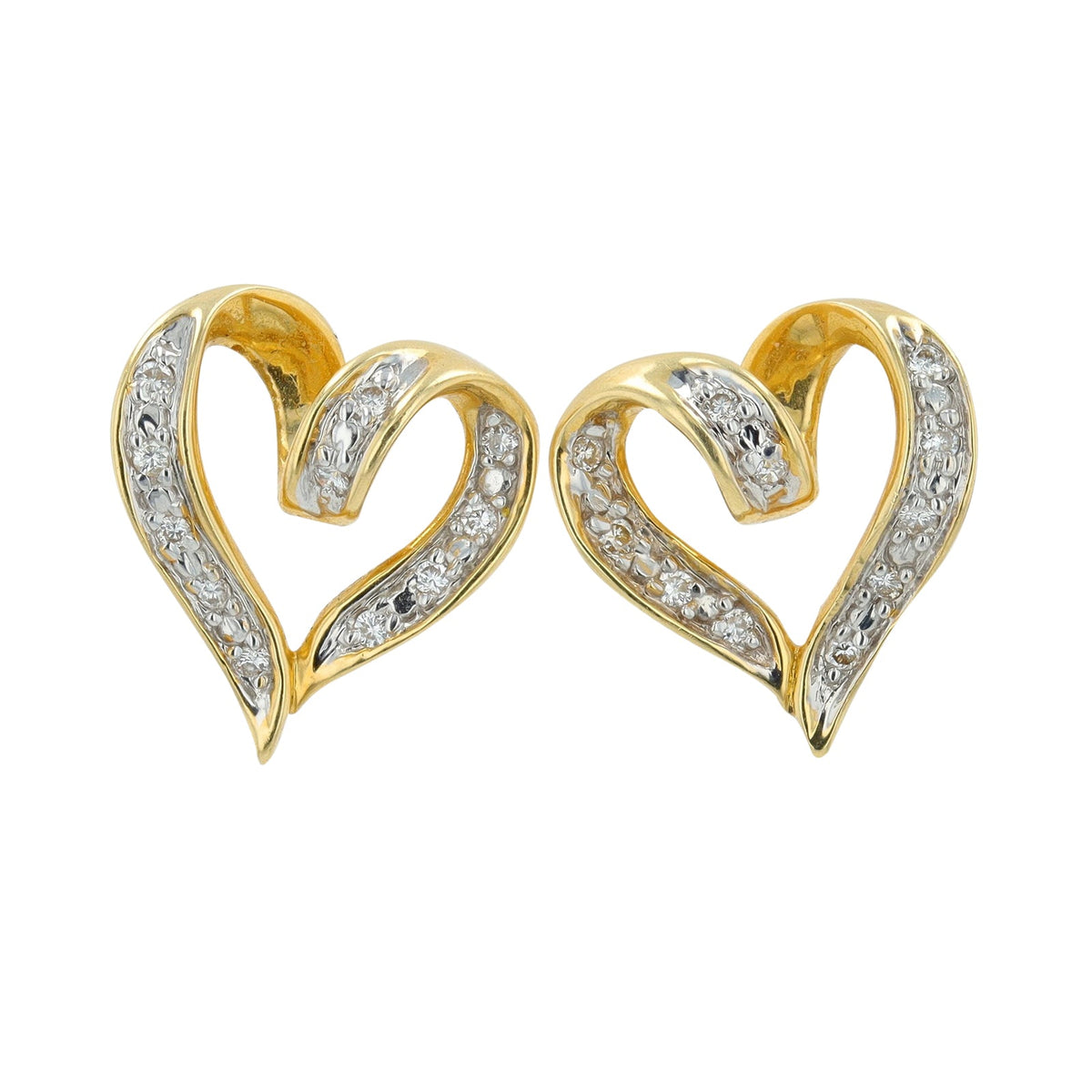 14K YG 0.40 CT Diamond Heart Earrings