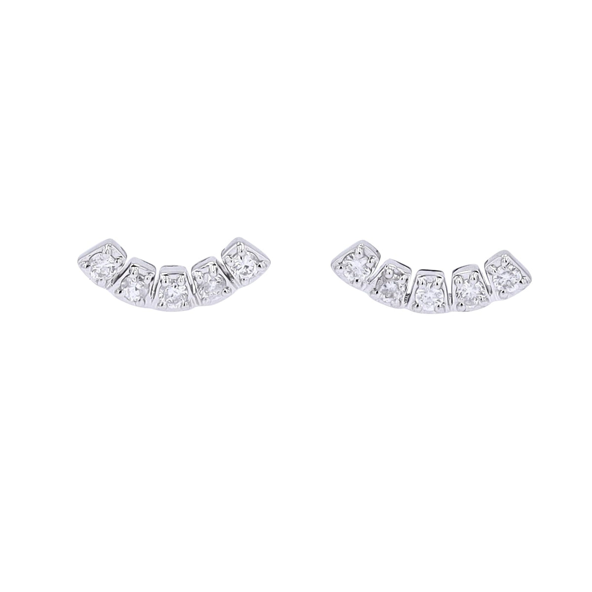 14K WG .14 CTW Diamond Curved Earrings