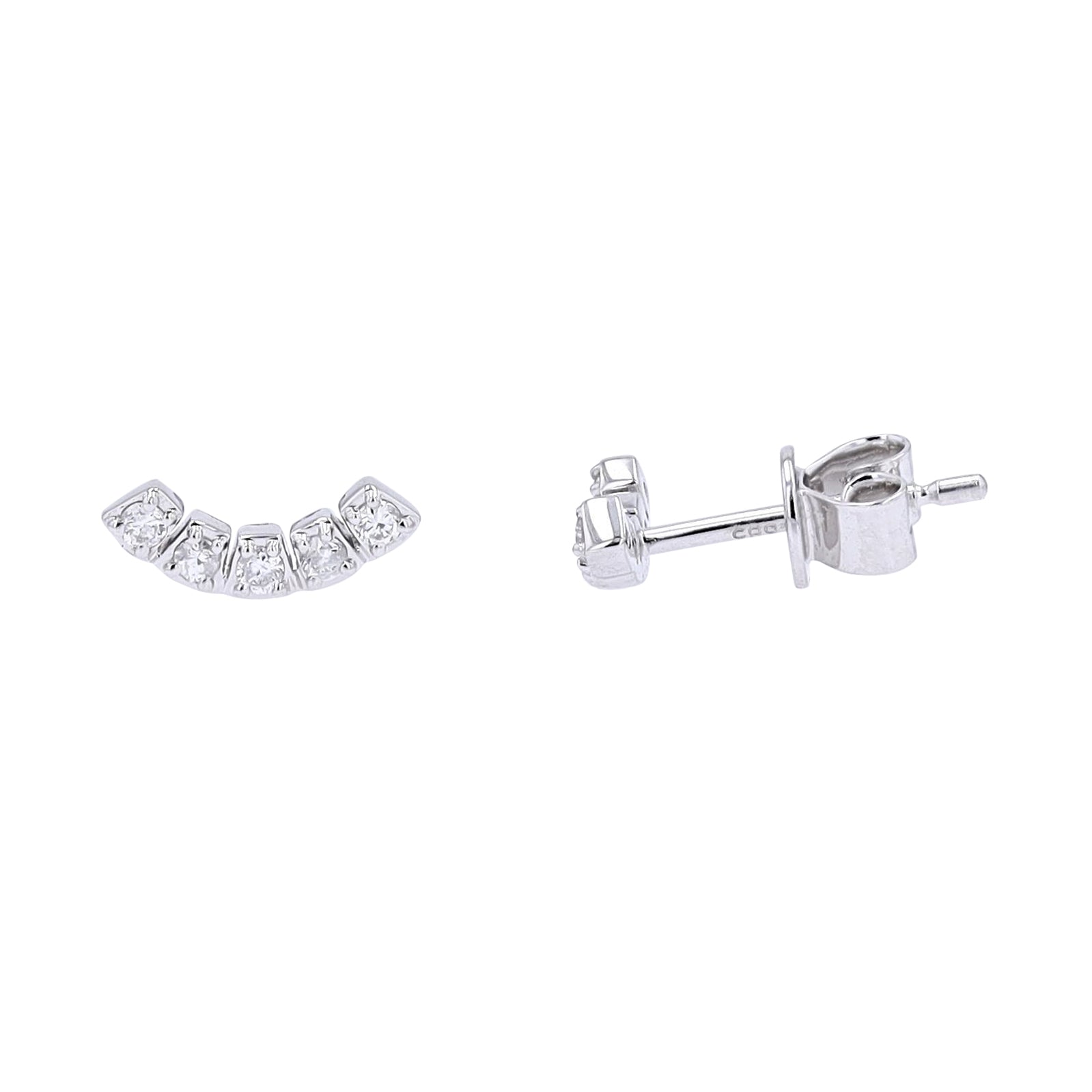 14K WG .14 CTW Diamond Curved Earrings