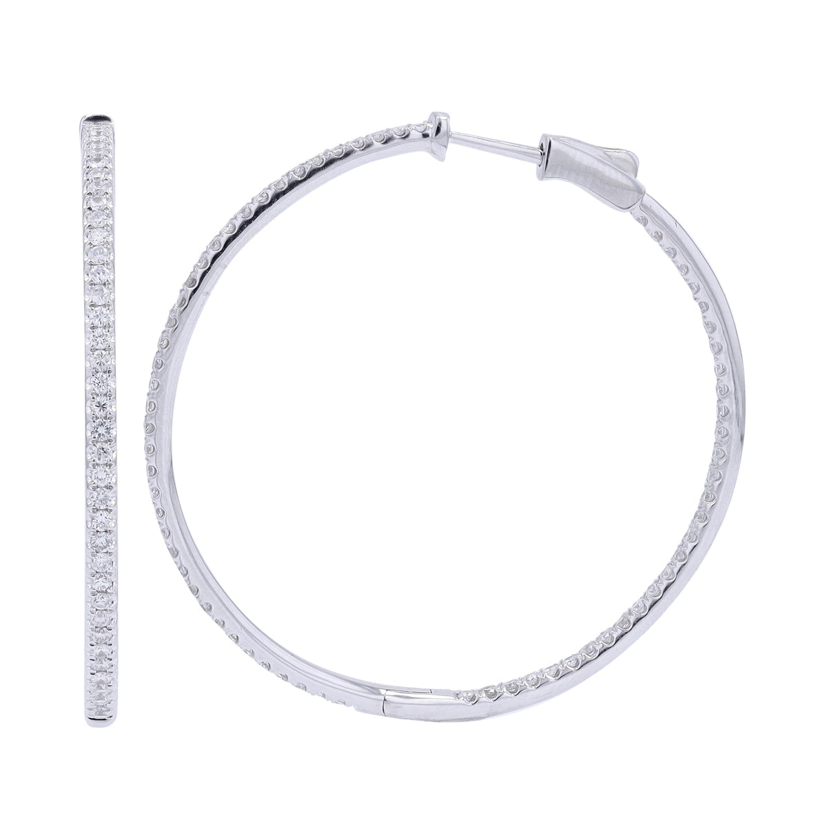 18K WG 1.20 CTW Diamond Inside-Out Hoops