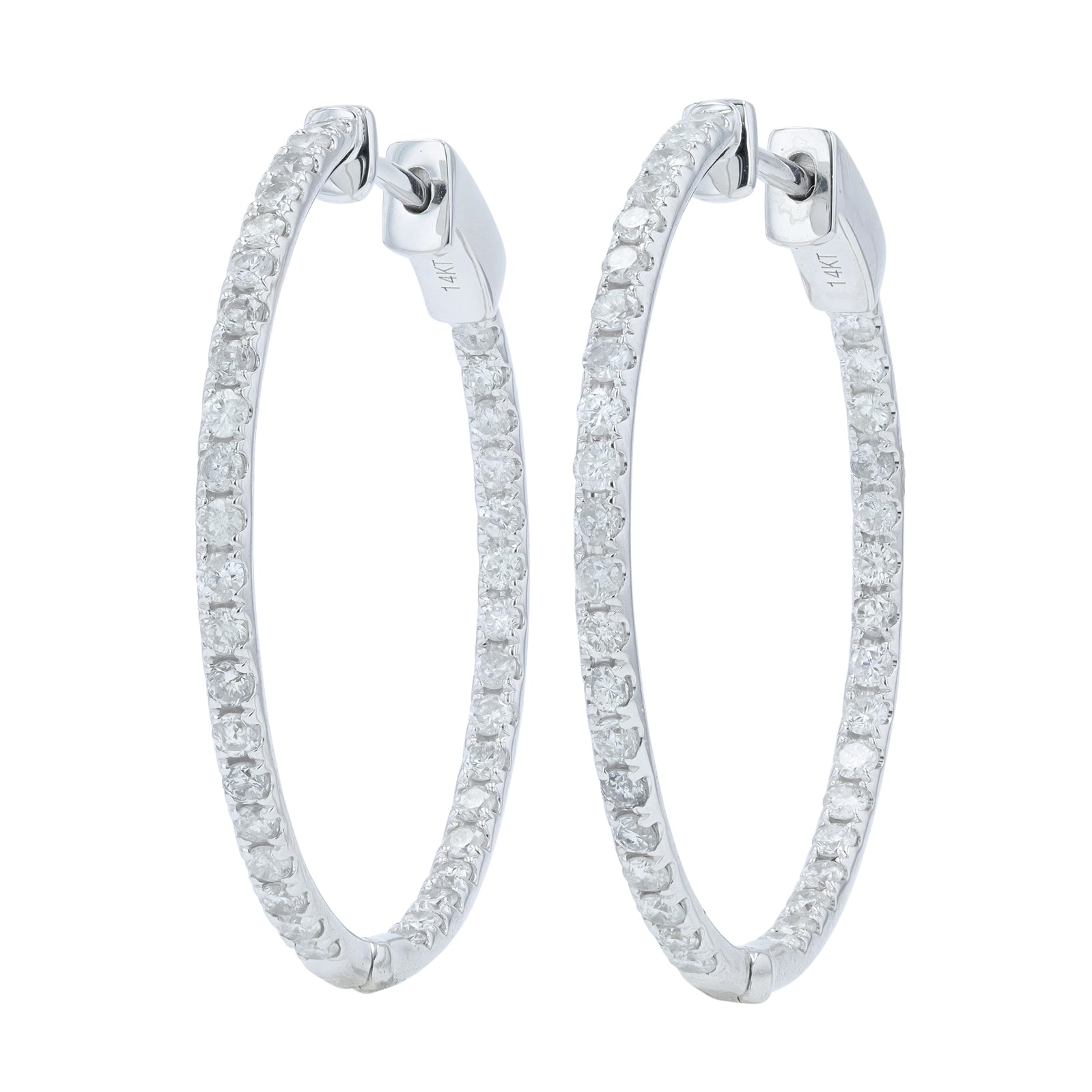 14K 1.50 CT Diamond Inside-Out Hoops<p><strong>More Colors Available</p></strong>