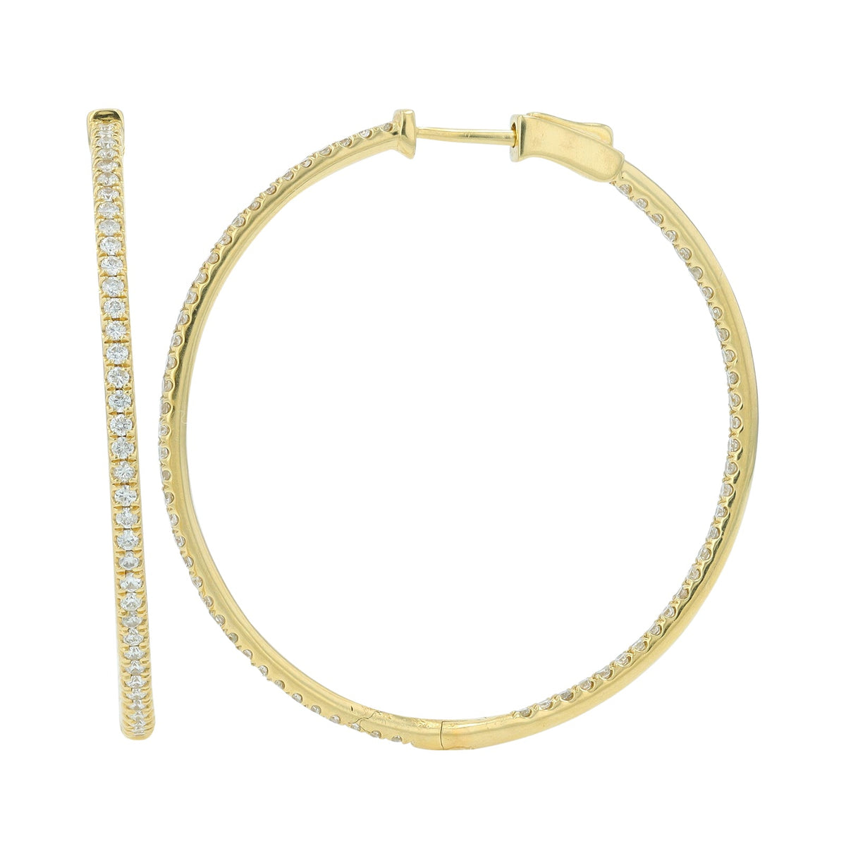 14K 2 CT Diamond 1.25" Inside-Out Hoops<p><strong>More Colors Available</p></strong>