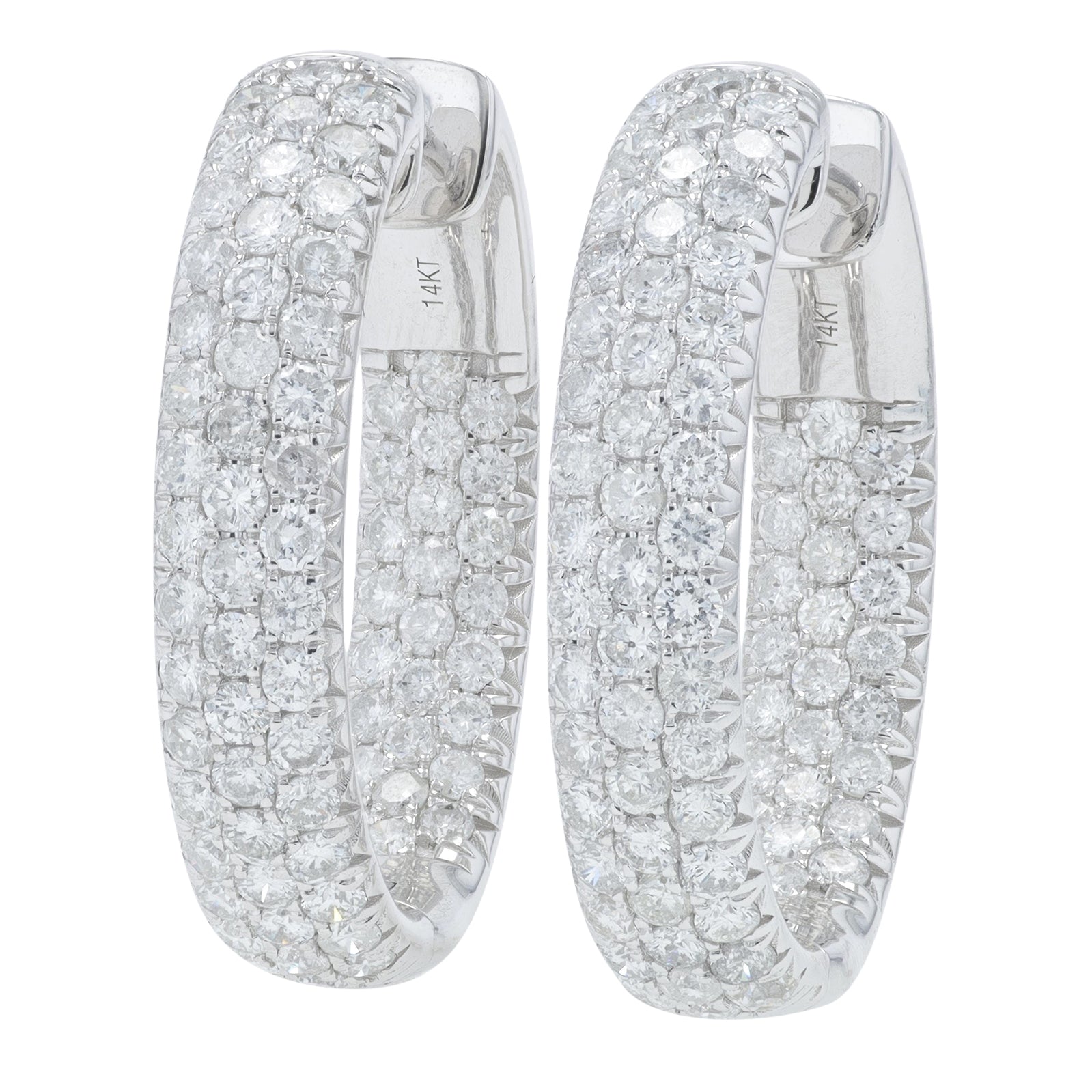 14K WG 4.50 CT Diamond Inside-Out Hoops