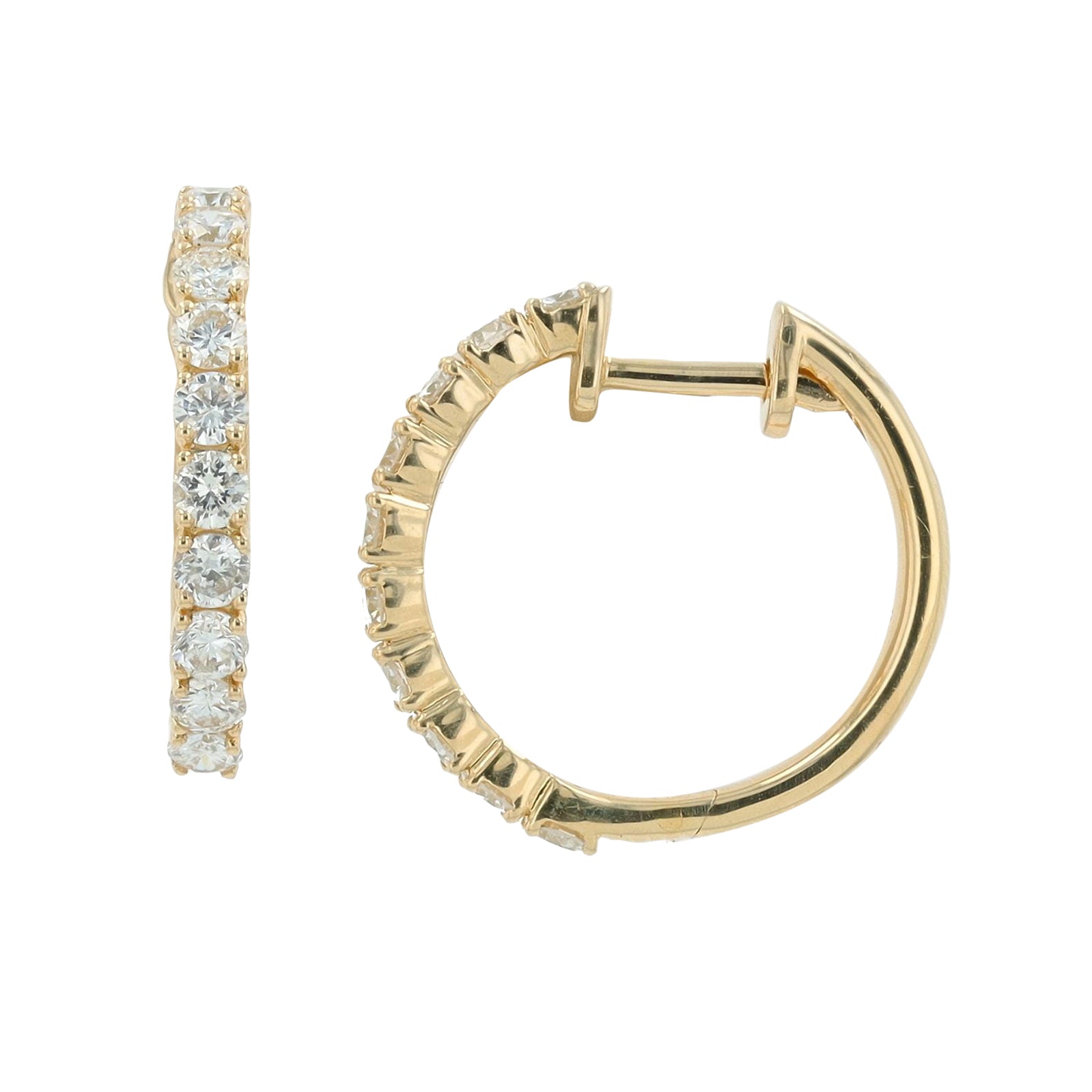 14K YG 1.04 CT Diamond Hoops