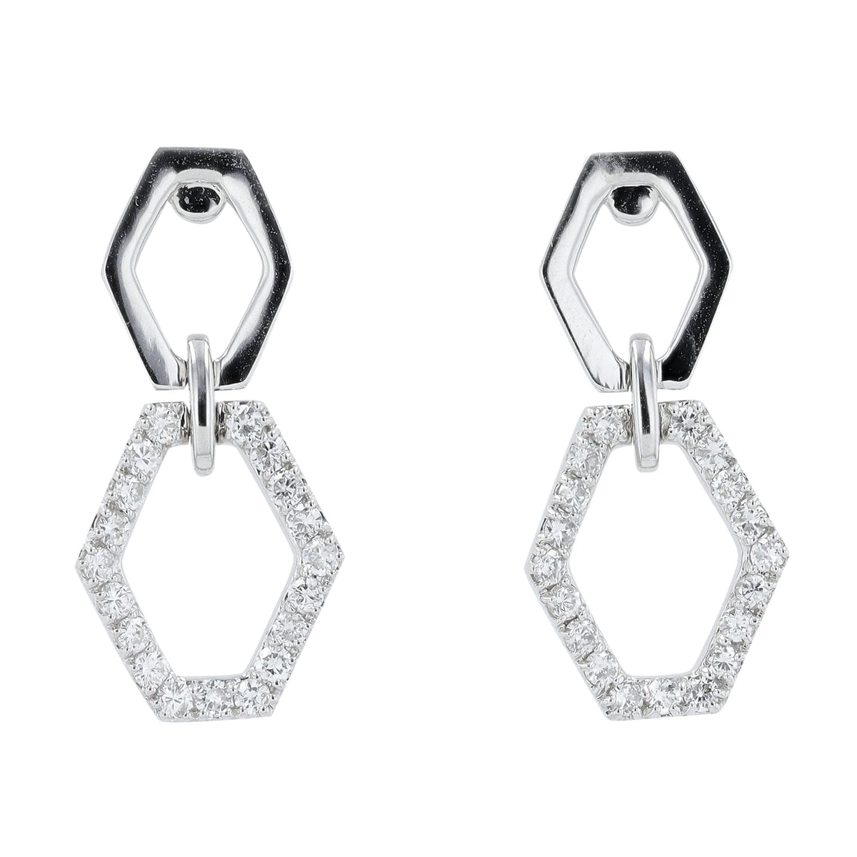 14K WG Diamond Hexagon Earrings