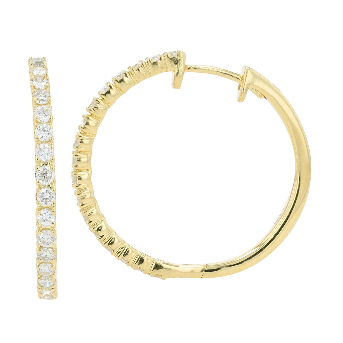 14K 1.07 CTW Diamond Hoops