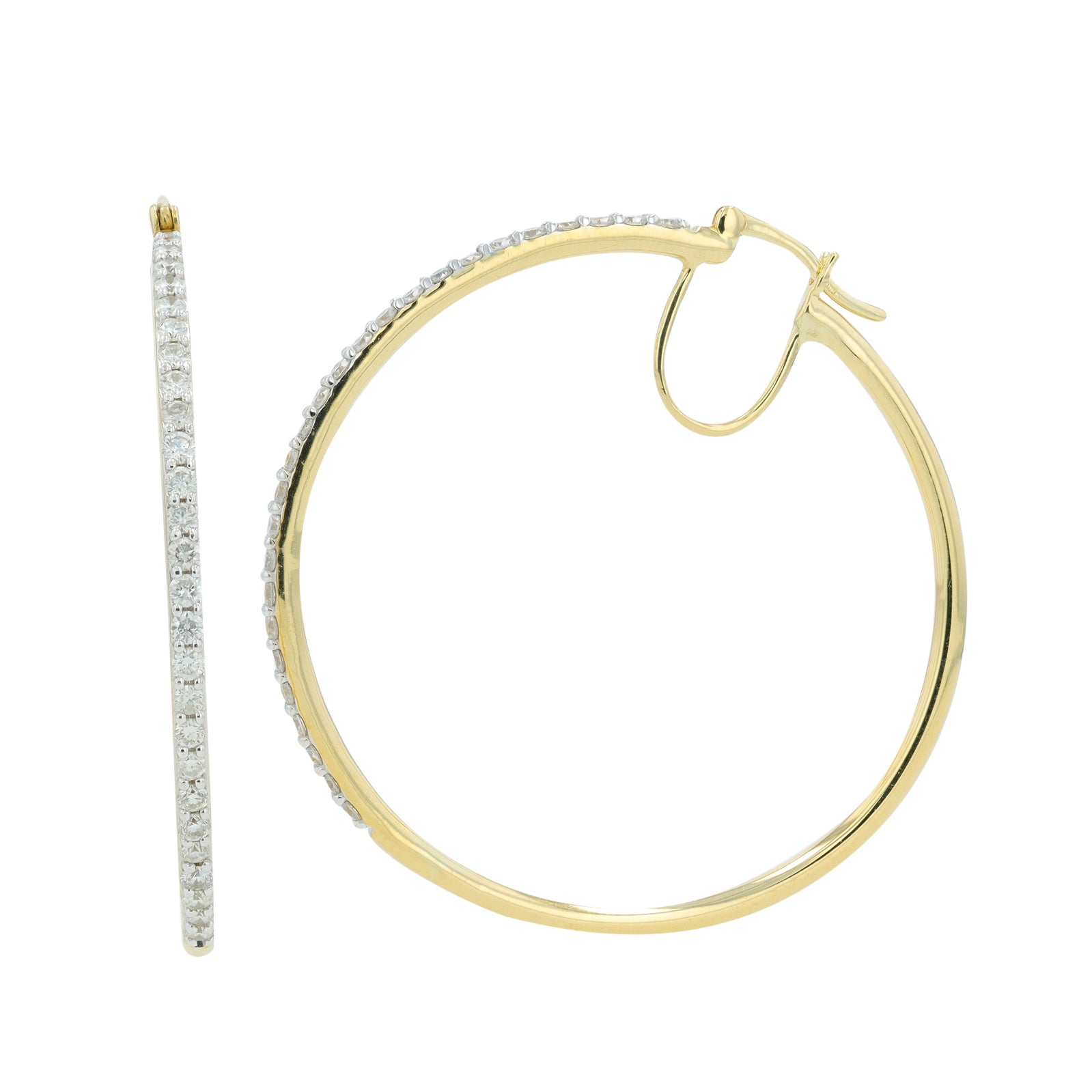 10K YG 1 CT Diamond Hoops