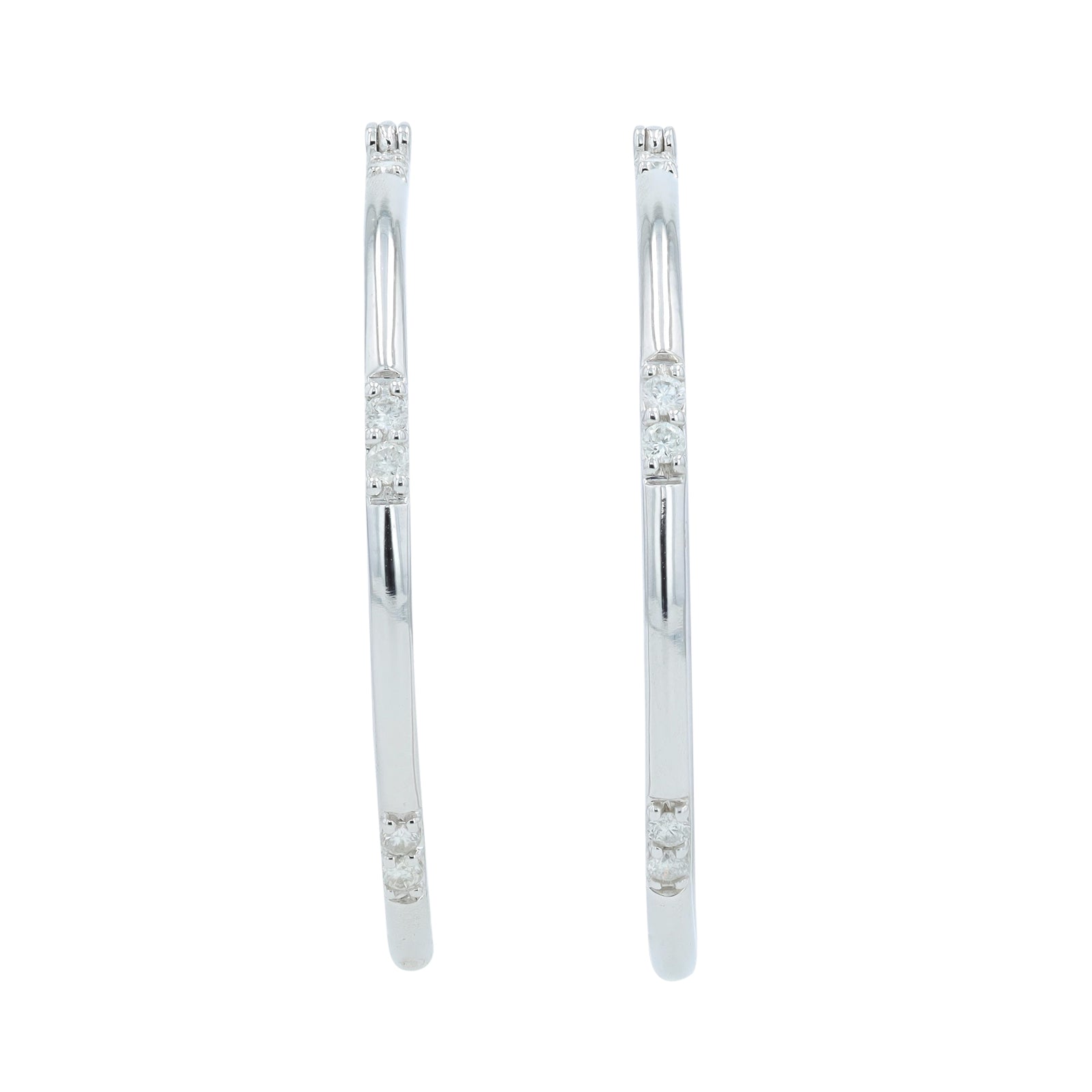 10K WG 1/4 CT Diamond Hoops
