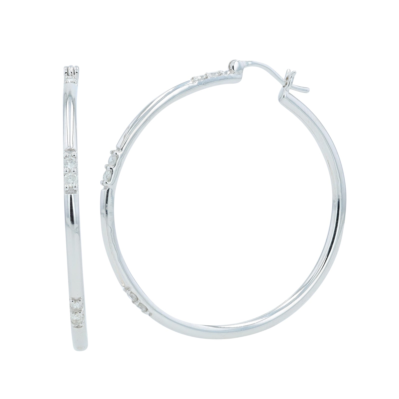 10K WG 1/4 CT Diamond Hoops