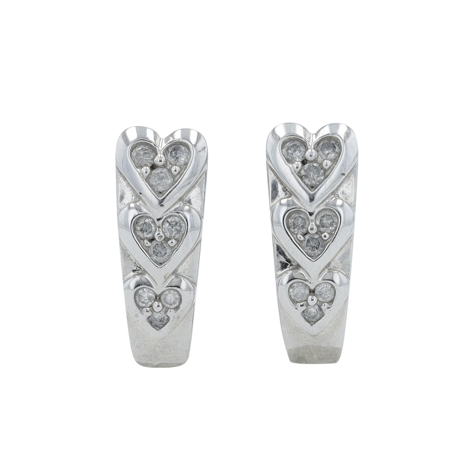 10K WG 3/8 CTW Diamond Heart J-Hoops