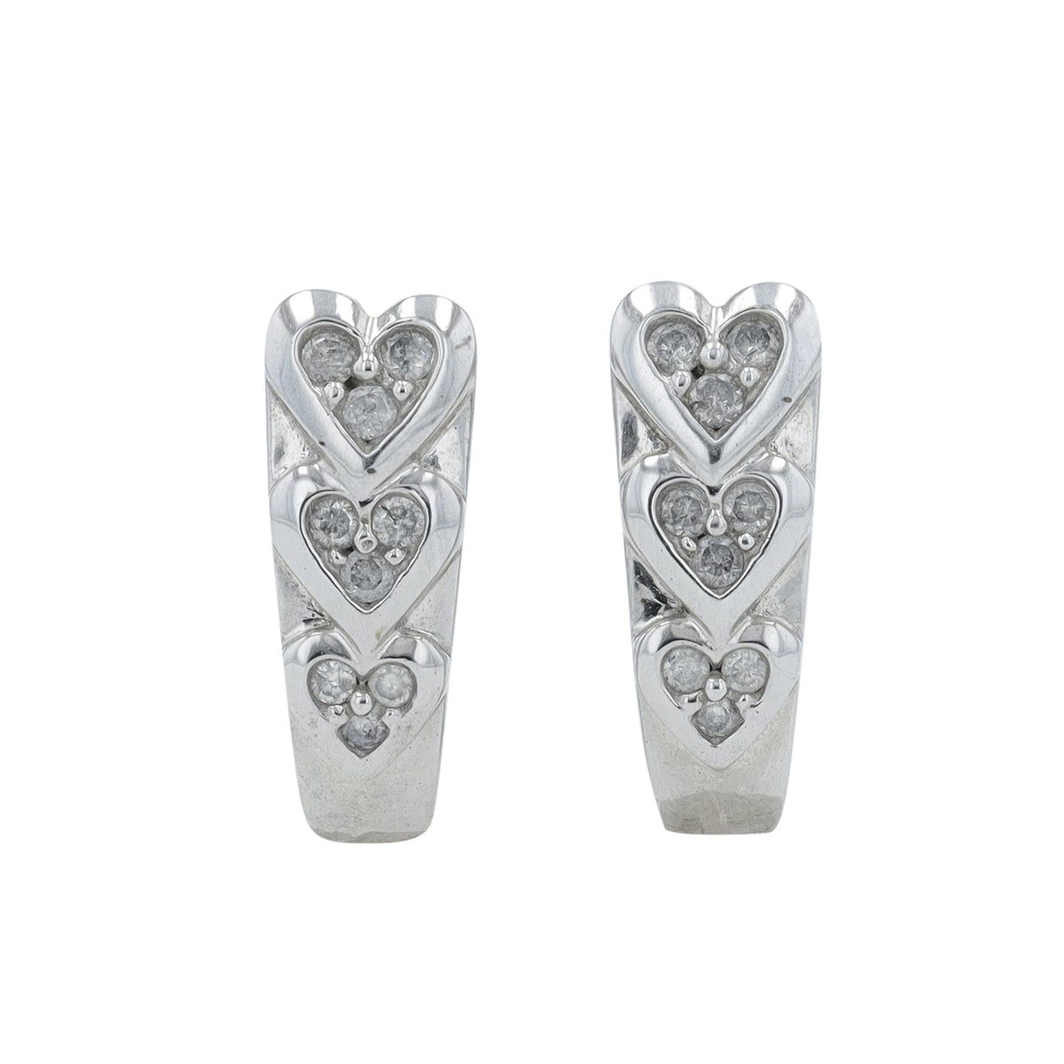 10K WG 3/8 CTW Diamond Heart J-Hoops