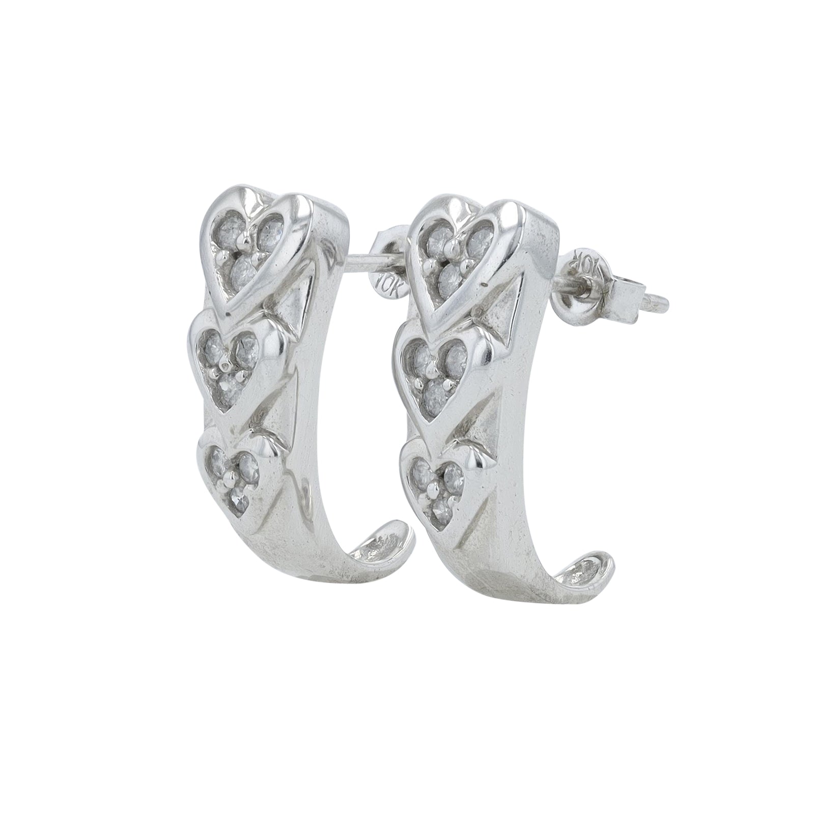 10K WG 3/8 CTW Diamond Heart J-Hoops