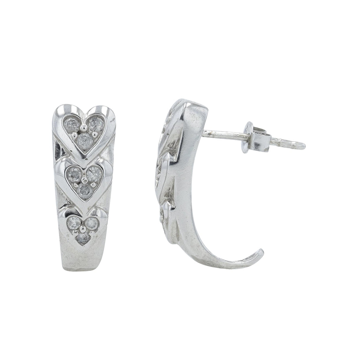 10K WG 3/8 CTW Diamond Heart J-Hoops