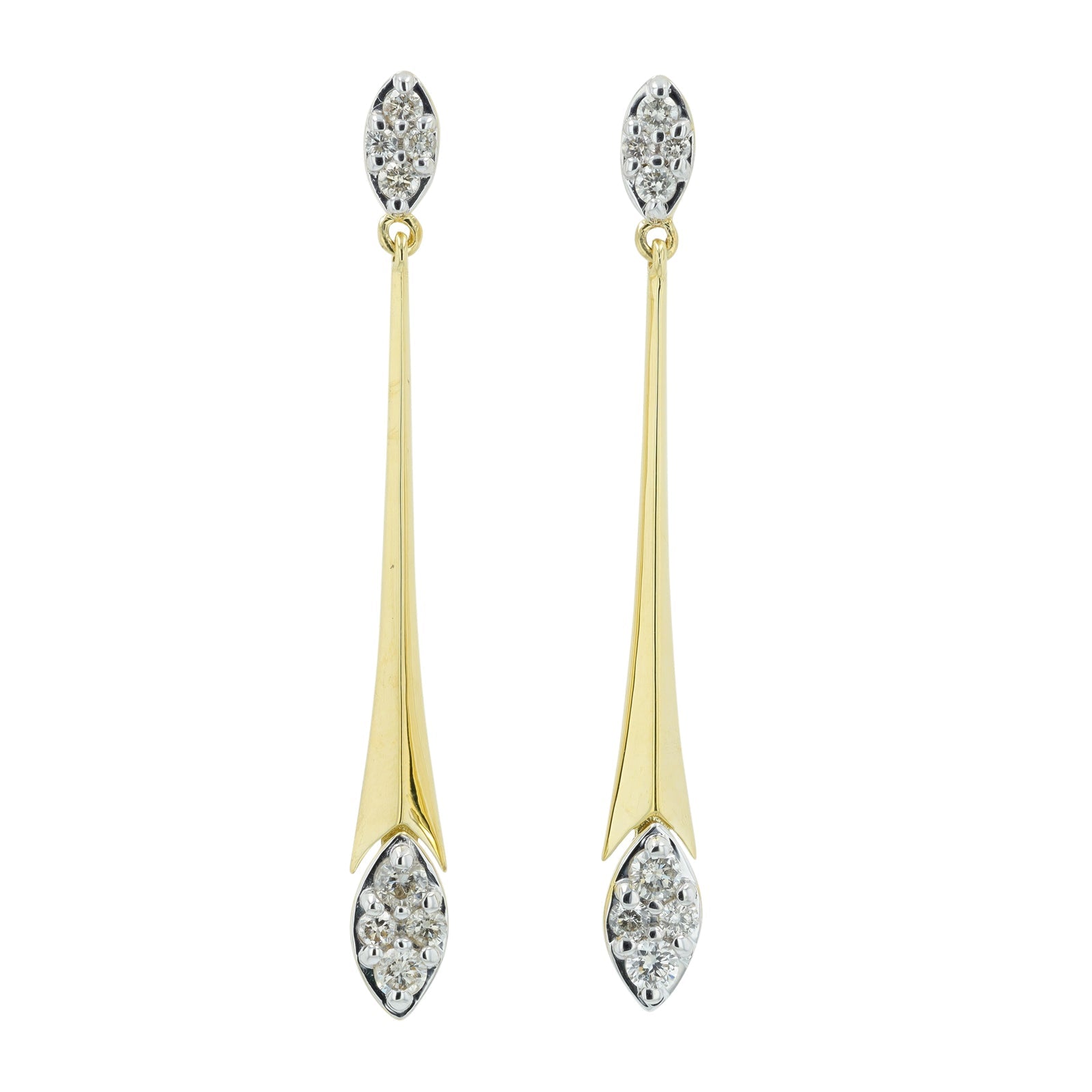 14K YG .50 CTW Diamond Drop Earrings