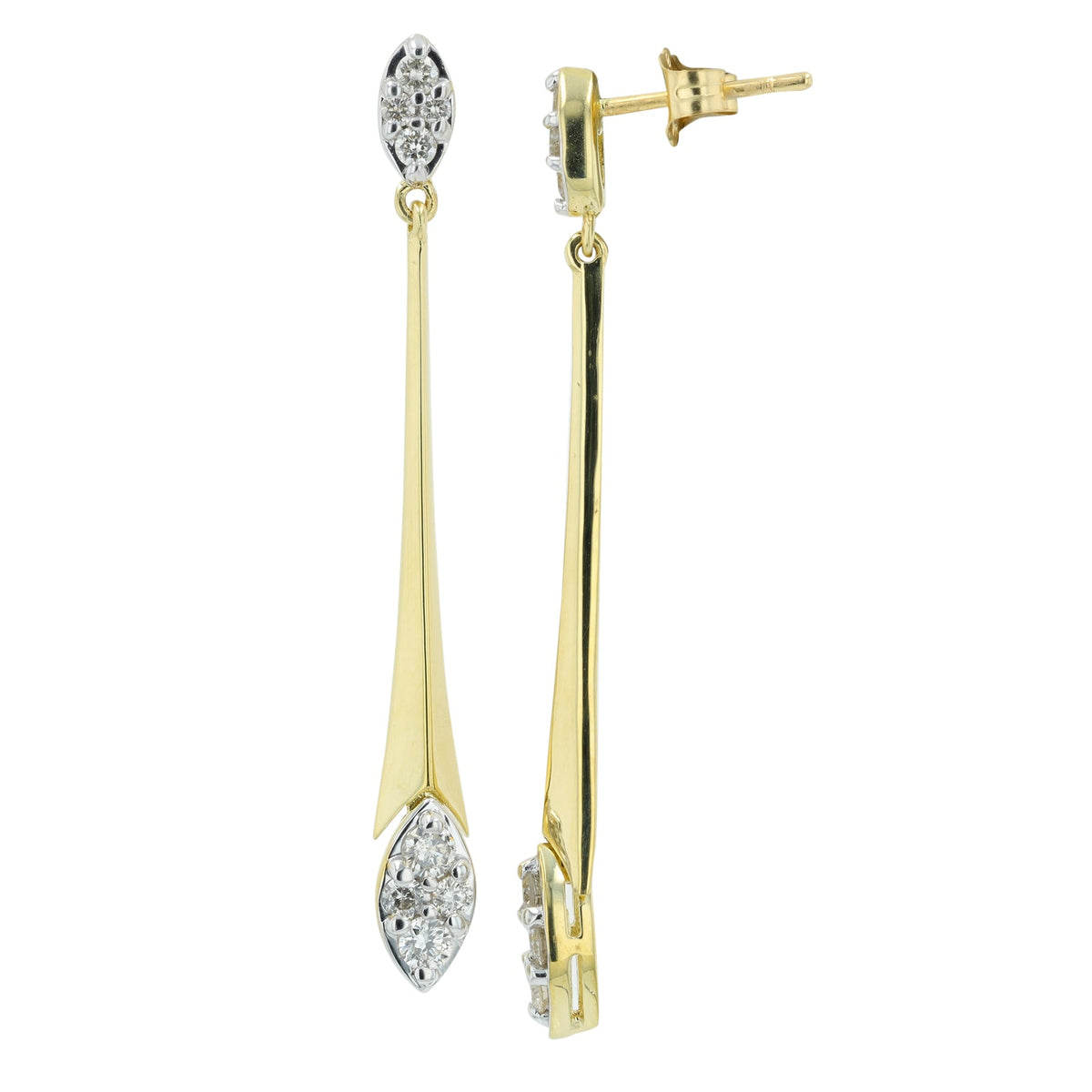 14K YG .50 CTW Diamond Drop Earrings