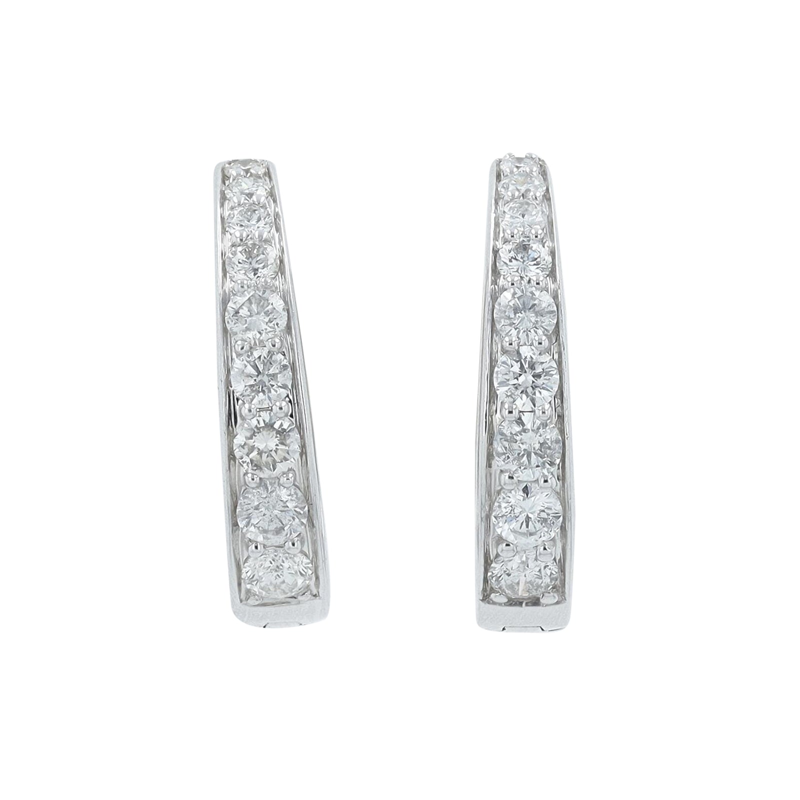 14K WG 1 CT Diamond Hoops
