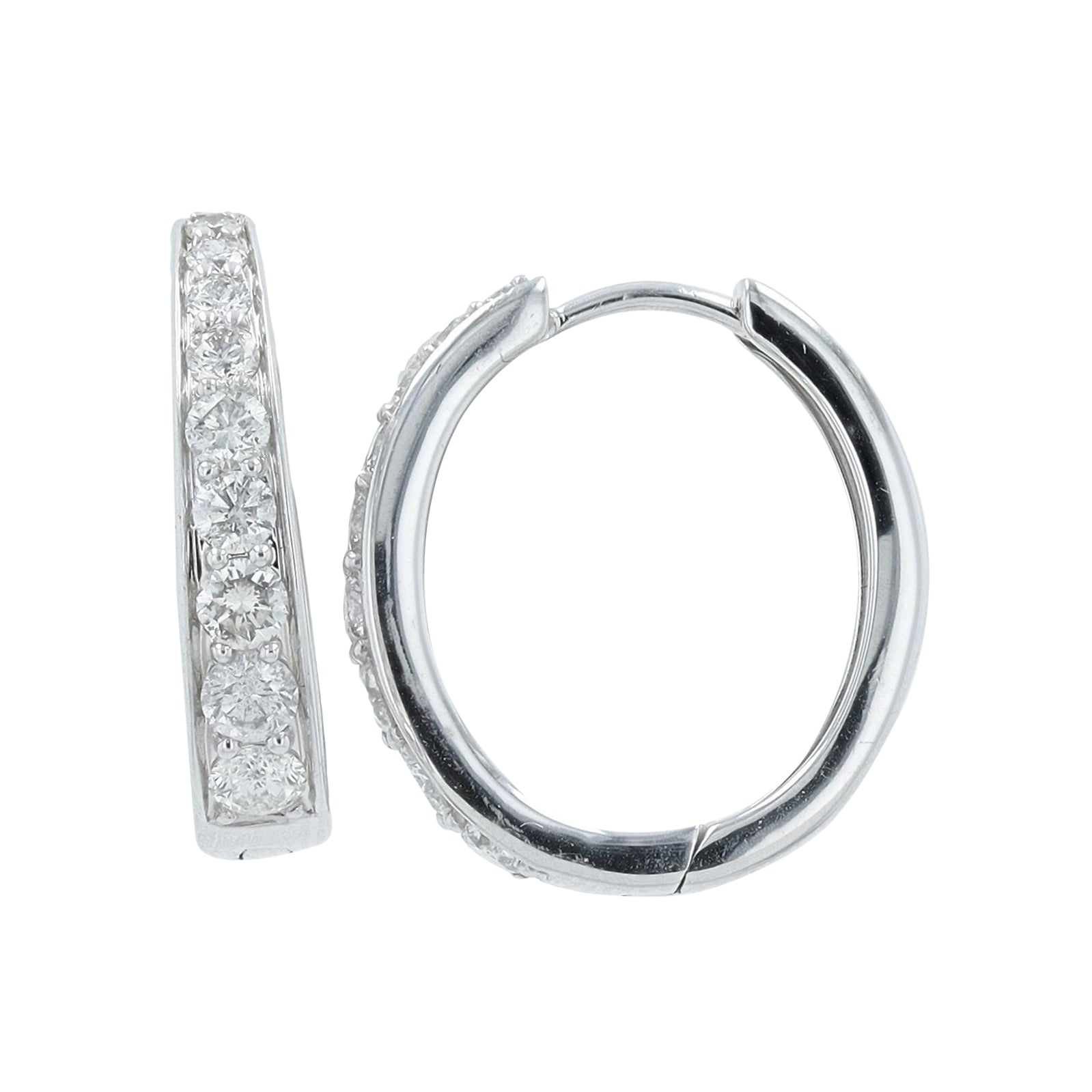 14K WG 1 CT Diamond Hoops