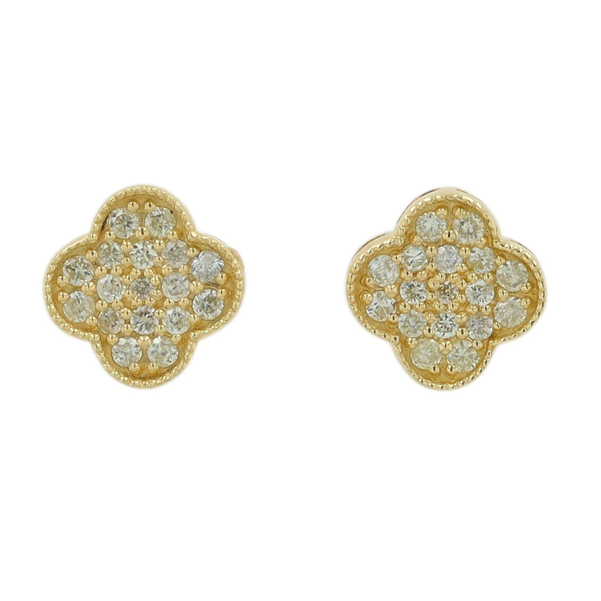 14K YG .34 CTW Clover Diamond Studs
