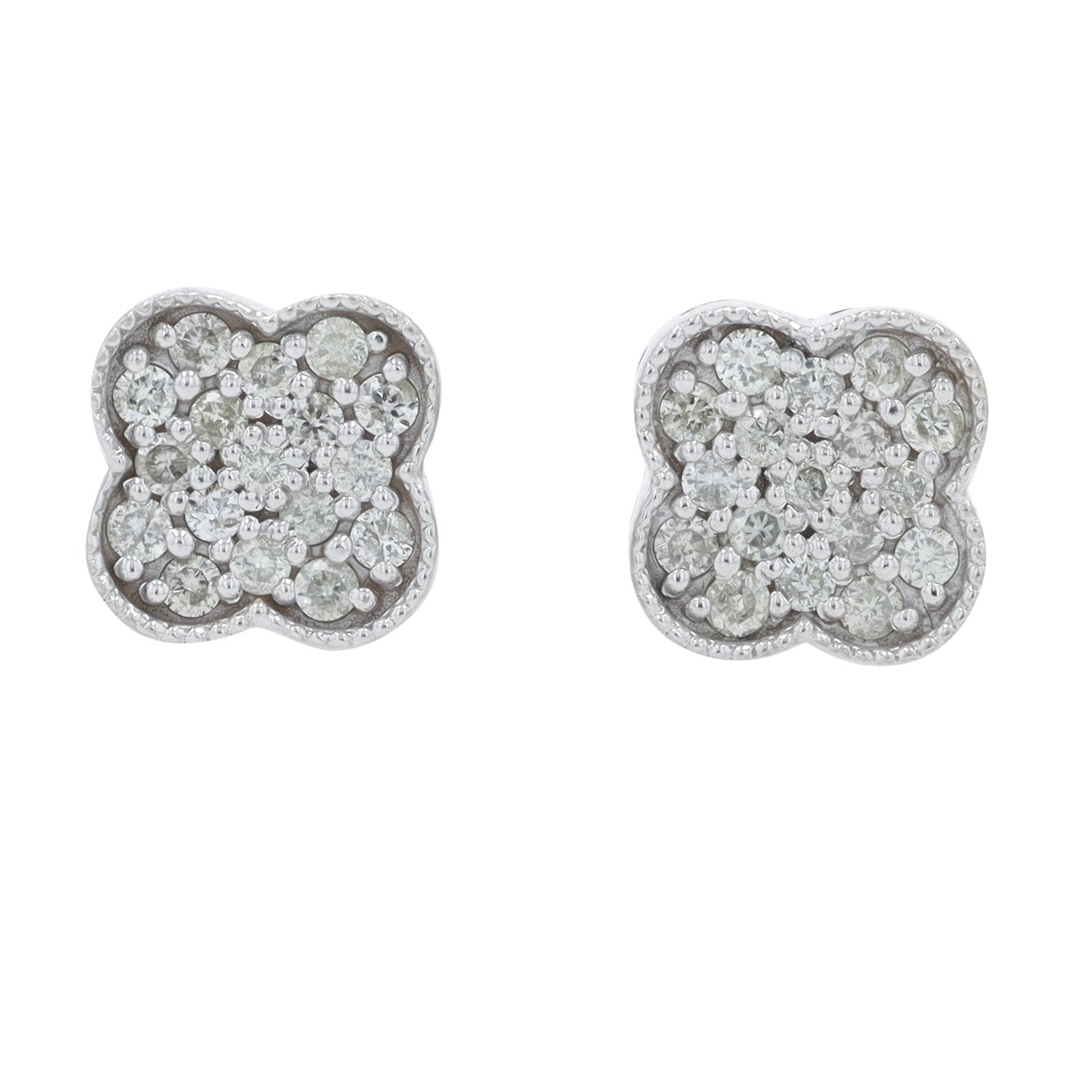 14K WG 0.42 CT Diamond Clover Studs
