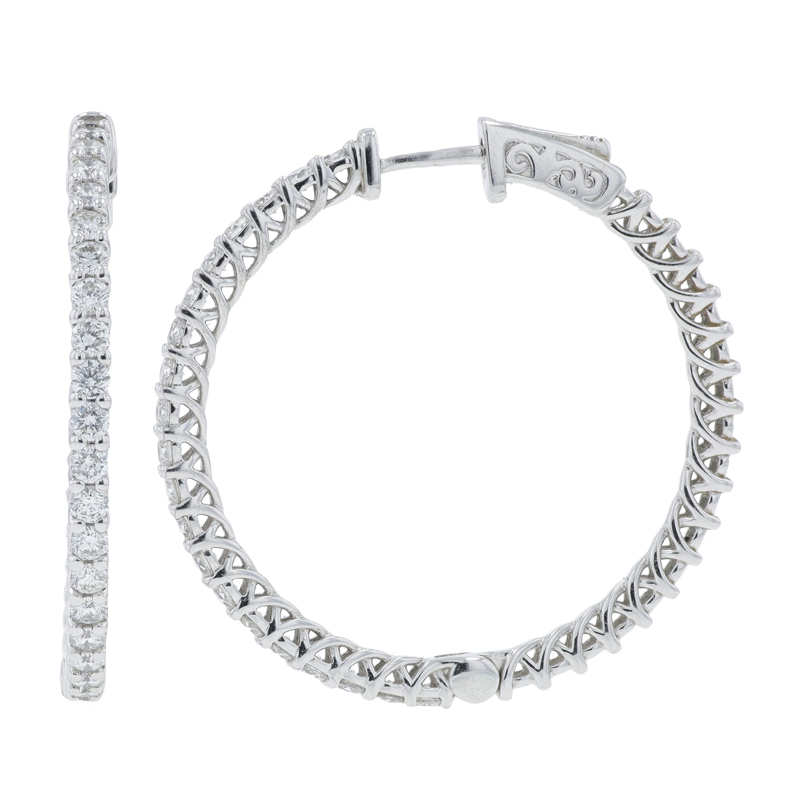 14K WG 2 CT Diamond Inside-Out Hoops
