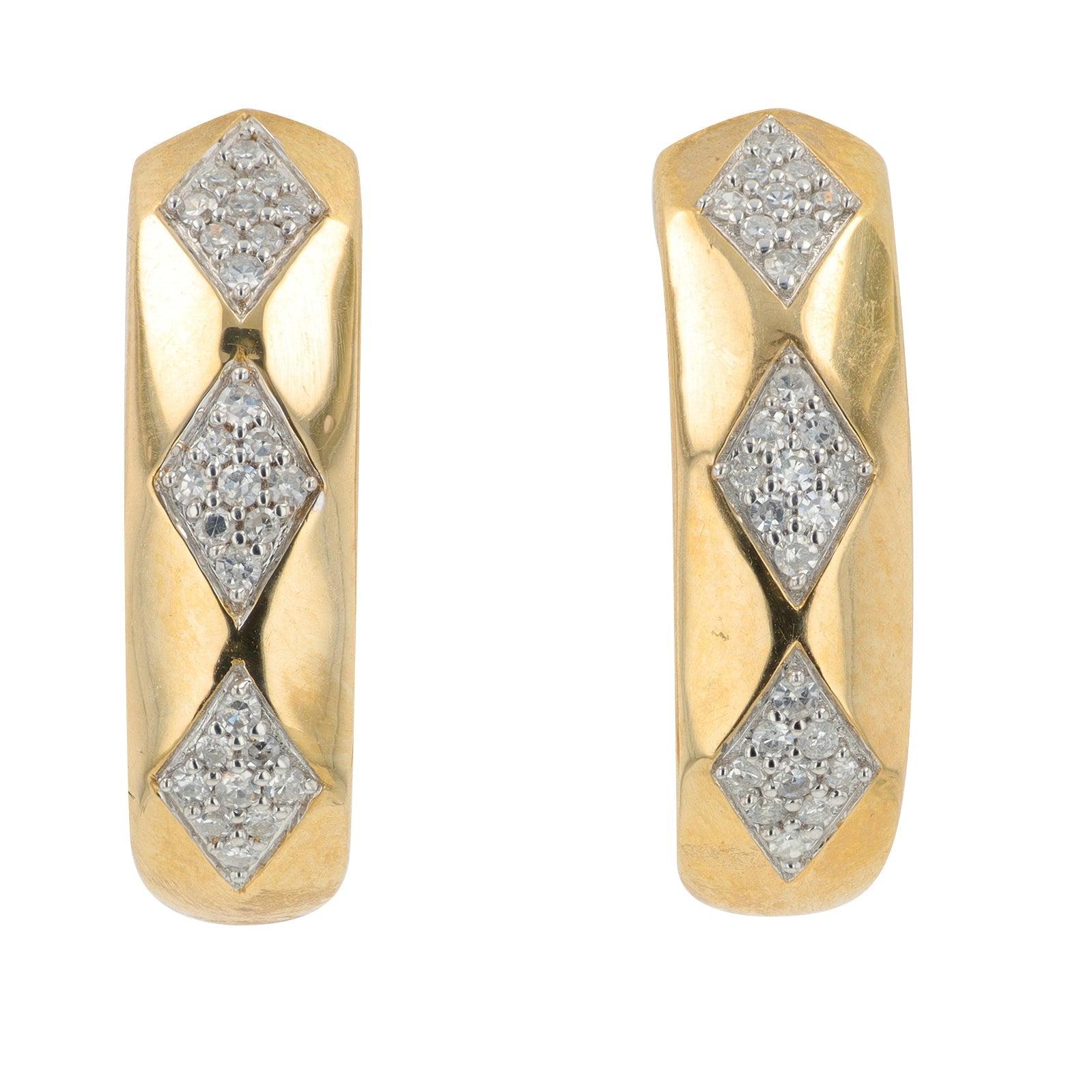 10K YG .25 CT Diamond J-Hoop Earrings