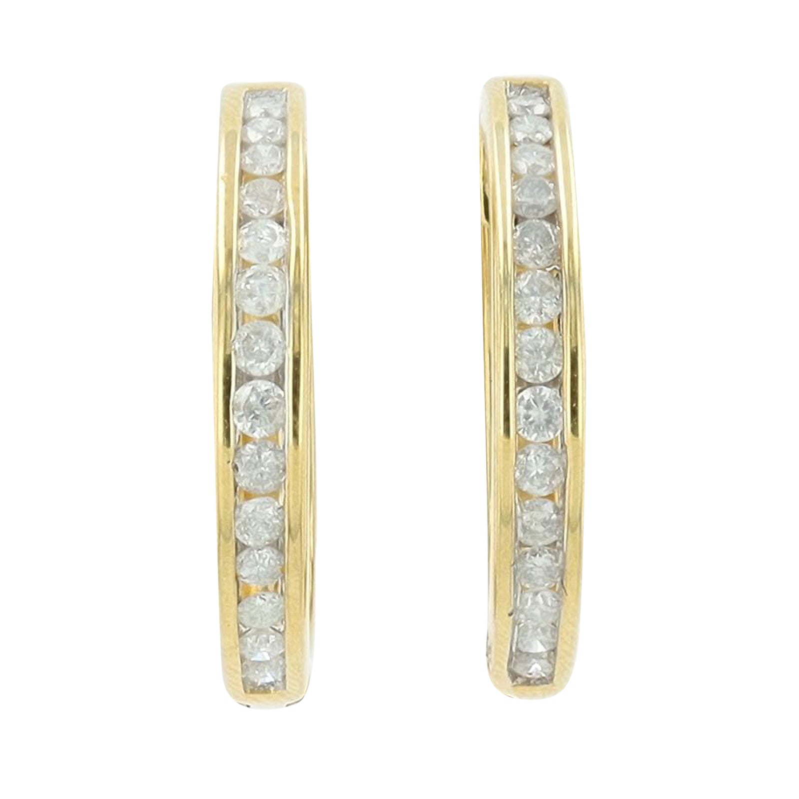 10K YG 1 CT Diamond Hoops