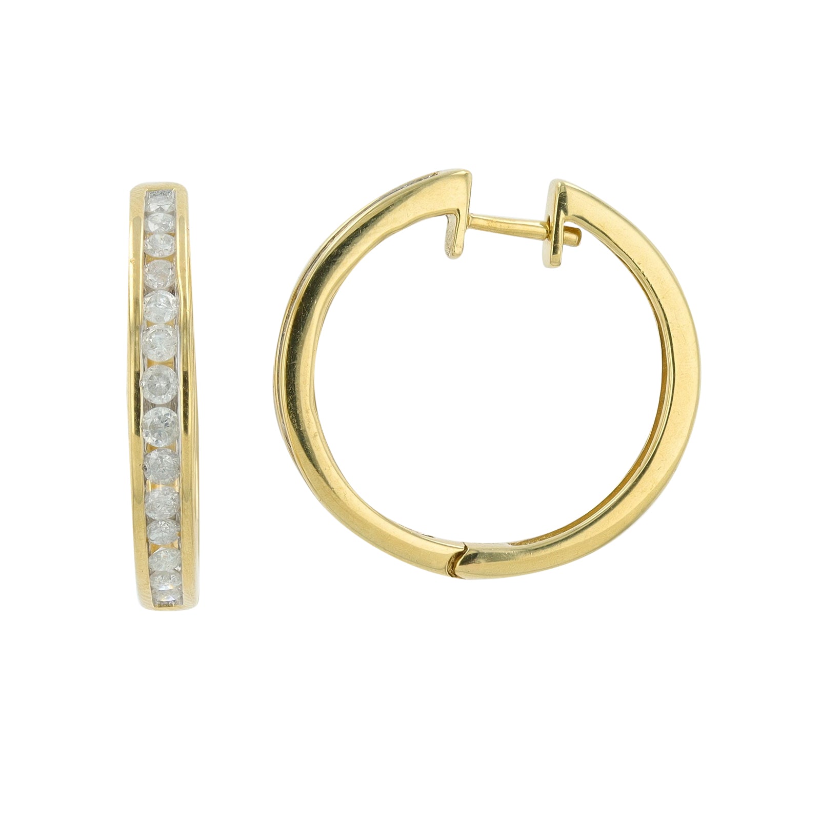 10K YG 1 CT Diamond Hoops