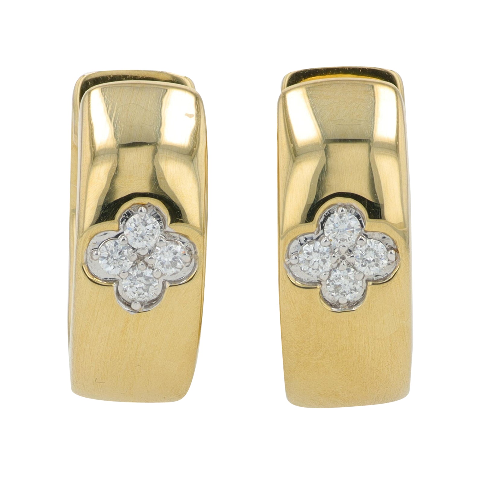 10K YG 1/10 CT Diamond Clover Hoops