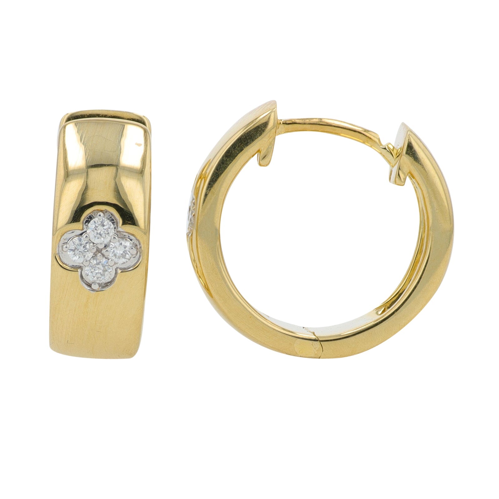10K YG 1/10 CT Diamond Clover Hoops