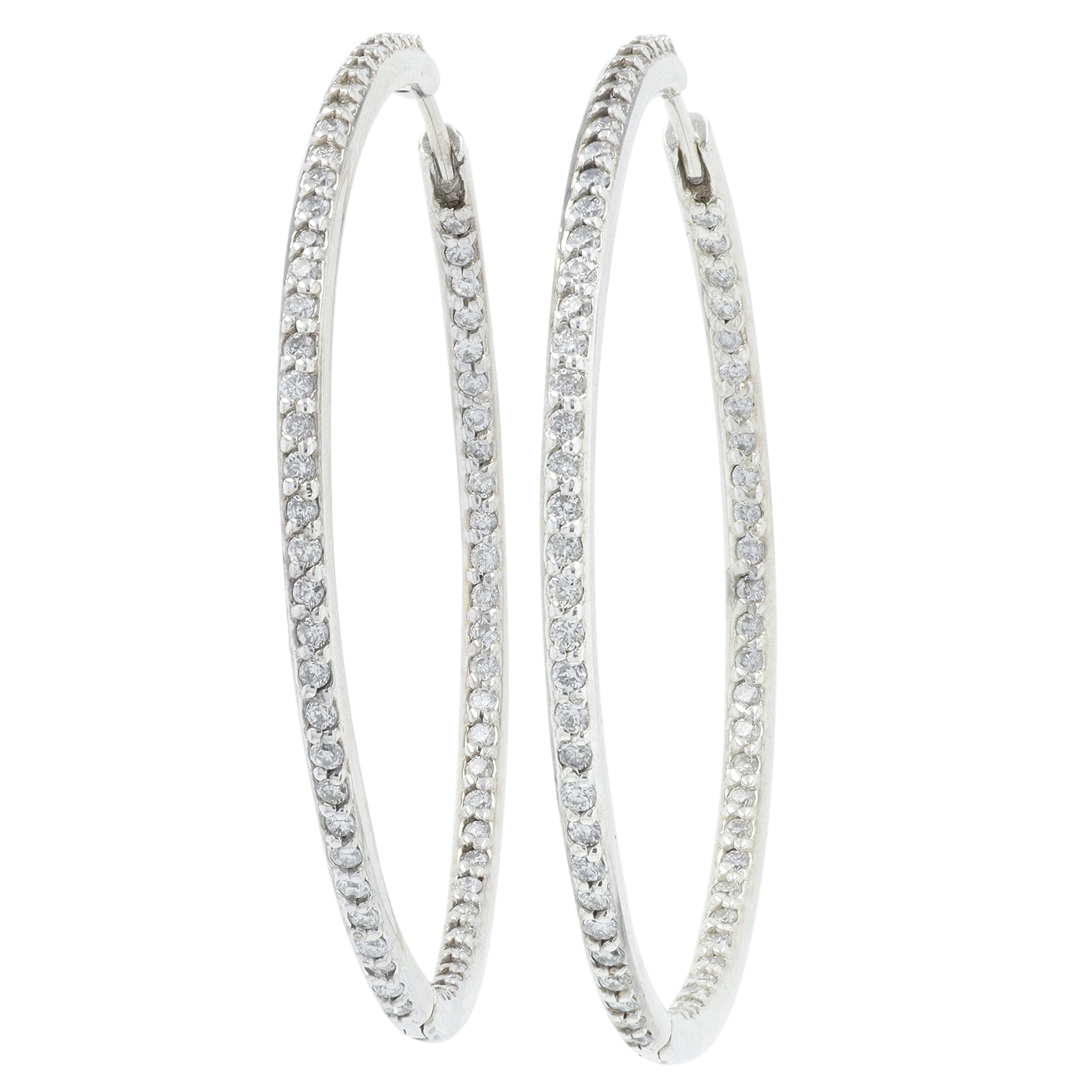 14K WG 1.50 CT Diamond Inside-Out Hoops