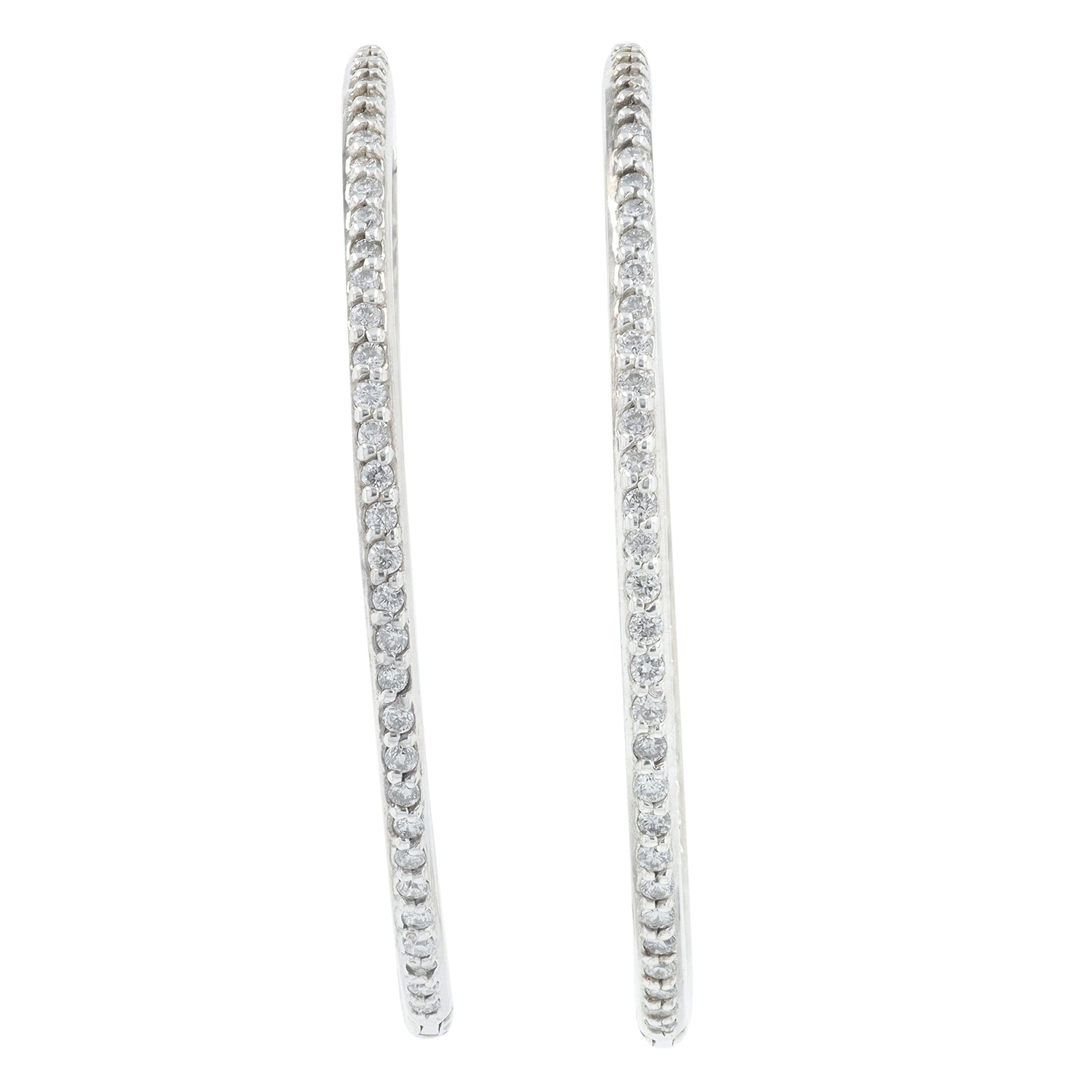 14K WG 1.50 CT Diamond Inside-Out Hoops